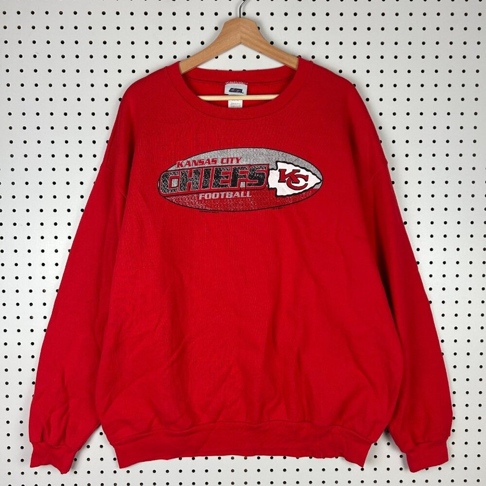 Kansas City Chiefs NFL Vtg Crewneck Sweatshirt XL Red Graphic‎ Y2K CSA Football